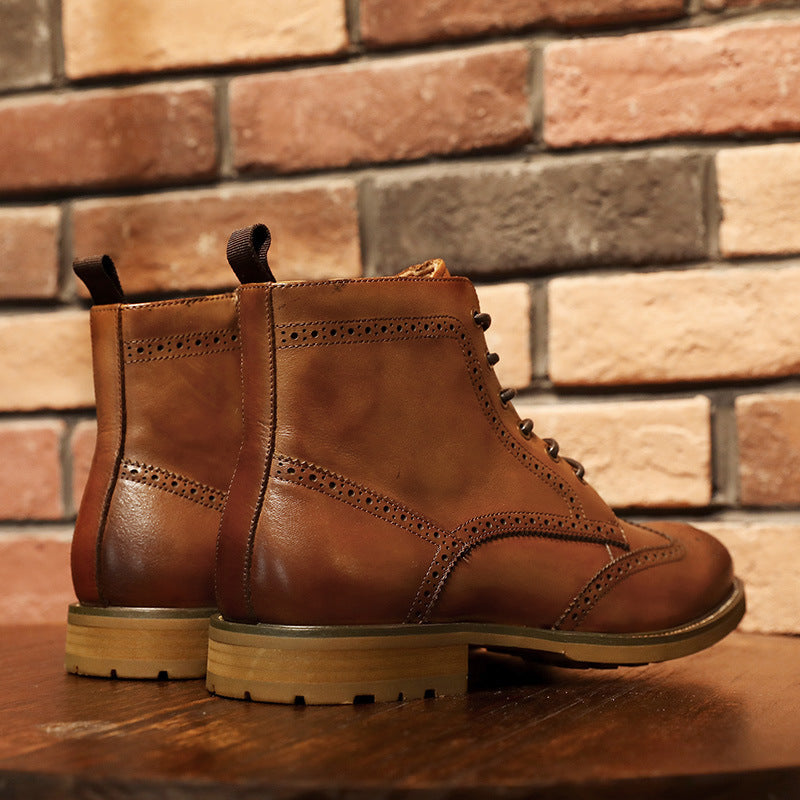 Luxury Leather Brogue Ankle Boots – Timeless Elegance & Craftsmanship