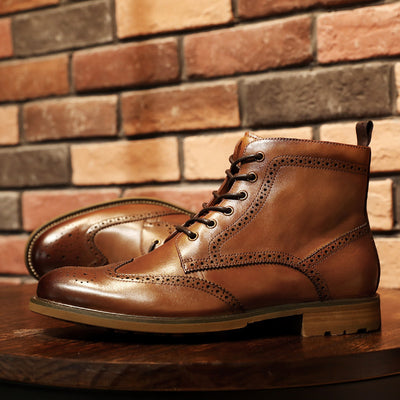 Luxury Leather Brogue Ankle Boots – Timeless Elegance & Craftsmanship