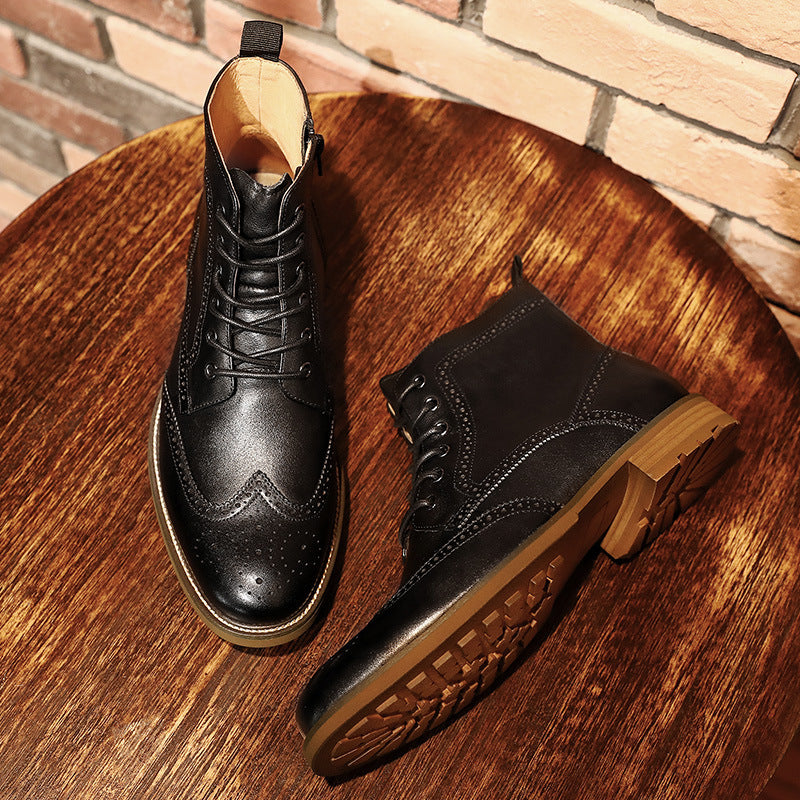 Luxury Leather Brogue Ankle Boots – Timeless Elegance & Craftsmanship