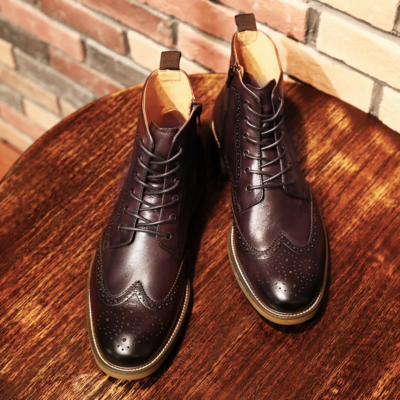 Luxury Leather Brogue Ankle Boots – Timeless Elegance & Craftsmanship