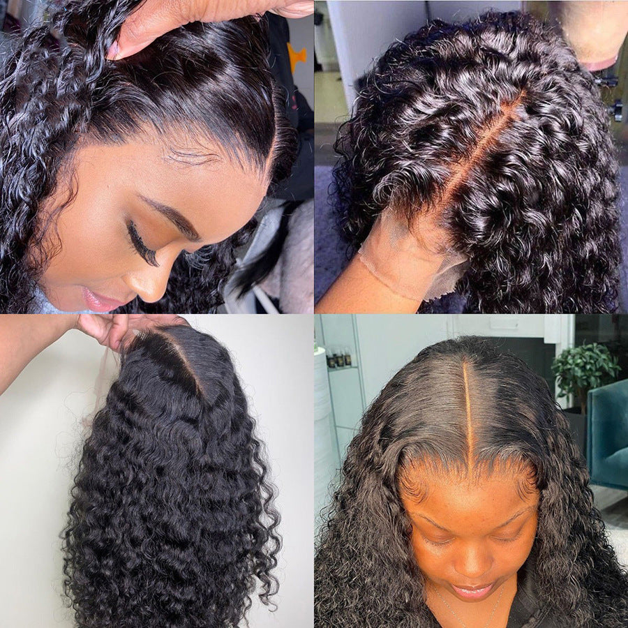 T-Part Deep Curly Human Hair Wig