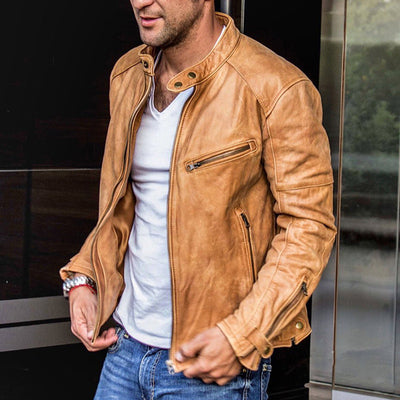 Men's Faux Leather Biker Jacket