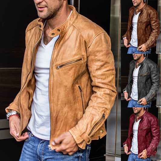 Men's Faux Leather Biker Jacket