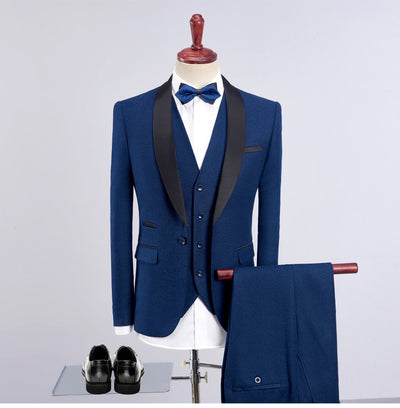 Men's Luxury Shawl Collar Three-Piece Tuxedo - Formal Suit for Weddings & Black Tie Events