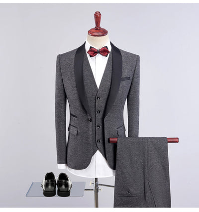 Men's Luxury Shawl Collar Three-Piece Tuxedo - Formal Suit for Weddings & Black Tie Events