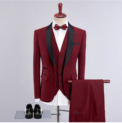 Men's Luxury Shawl Collar Three-Piece Tuxedo - Formal Suit for Weddings & Black Tie Events
