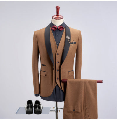 Men's Luxury Shawl Collar Three-Piece Tuxedo - Formal Suit for Weddings & Black Tie Events