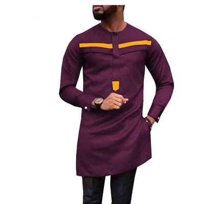 Men's Stylish Traditional African-Inspired Long-Sleeve Shirt