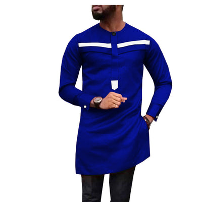 Men's Stylish Traditional African-Inspired Long-Sleeve Shirt