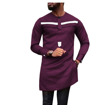 Men's Stylish Traditional African-Inspired Long-Sleeve Shirt