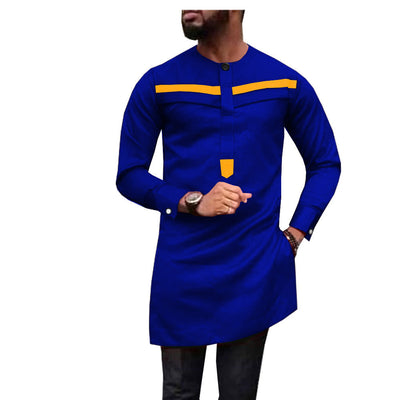 Men's Stylish Traditional African-Inspired Long-Sleeve Shirt
