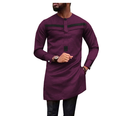 Men's Stylish Traditional African-Inspired Long-Sleeve Shirt