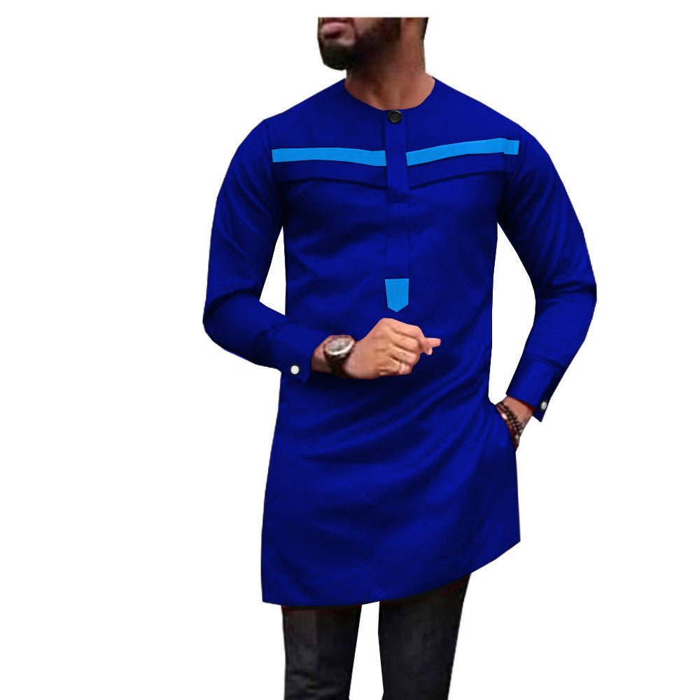 Men's Stylish Traditional African-Inspired Long-Sleeve Shirt
