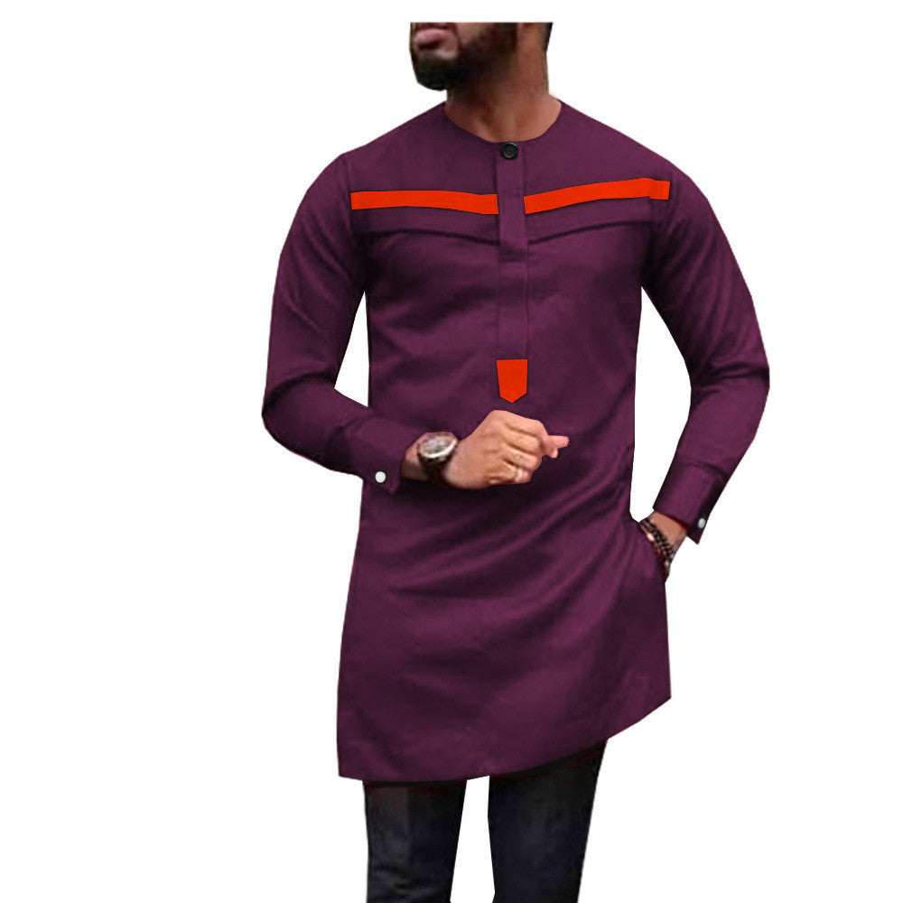 Men's Stylish Traditional African-Inspired Long-Sleeve Shirt