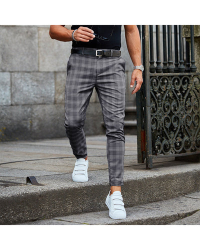 Men's Stylish Plaid Slim-Fit Dress Pants – Elegant, Comfortable & Modern