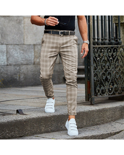 Men's Stylish Plaid Slim-Fit Dress Pants – Elegant, Comfortable & Modern