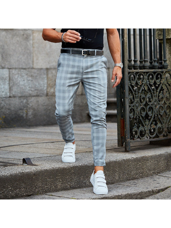 Men's Stylish Plaid Slim-Fit Dress Pants – Elegant, Comfortable & Modern