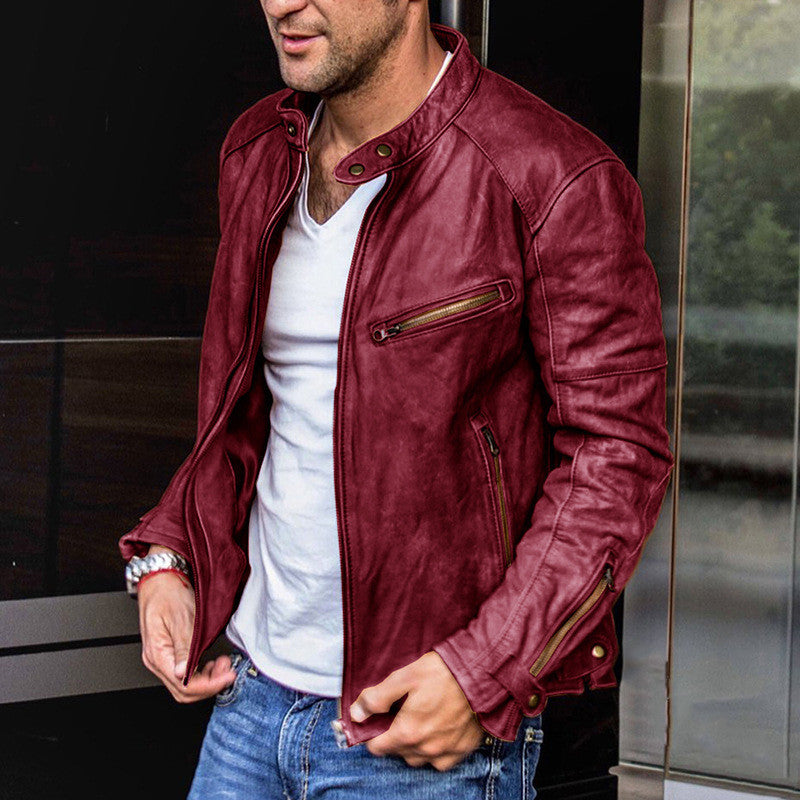 Men's Faux Leather Biker Jacket