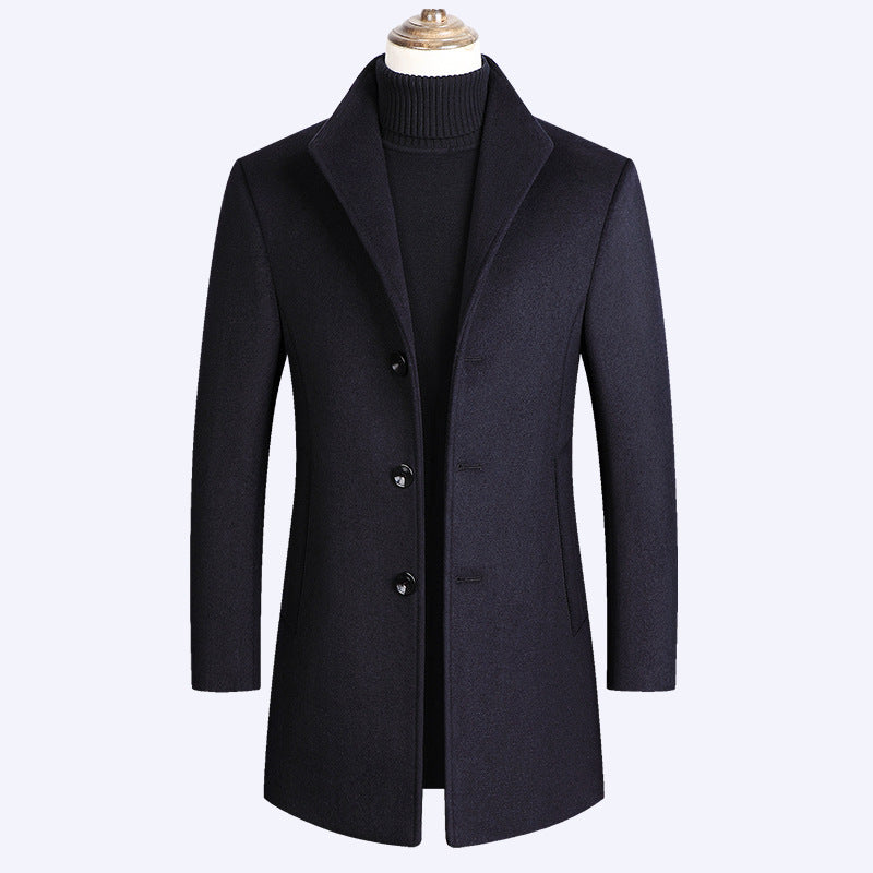 Men's Elegant Wool-Blend Overcoat – Sophisticated Style for Cold Weather