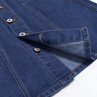 Button Down A-line Denim Skirt