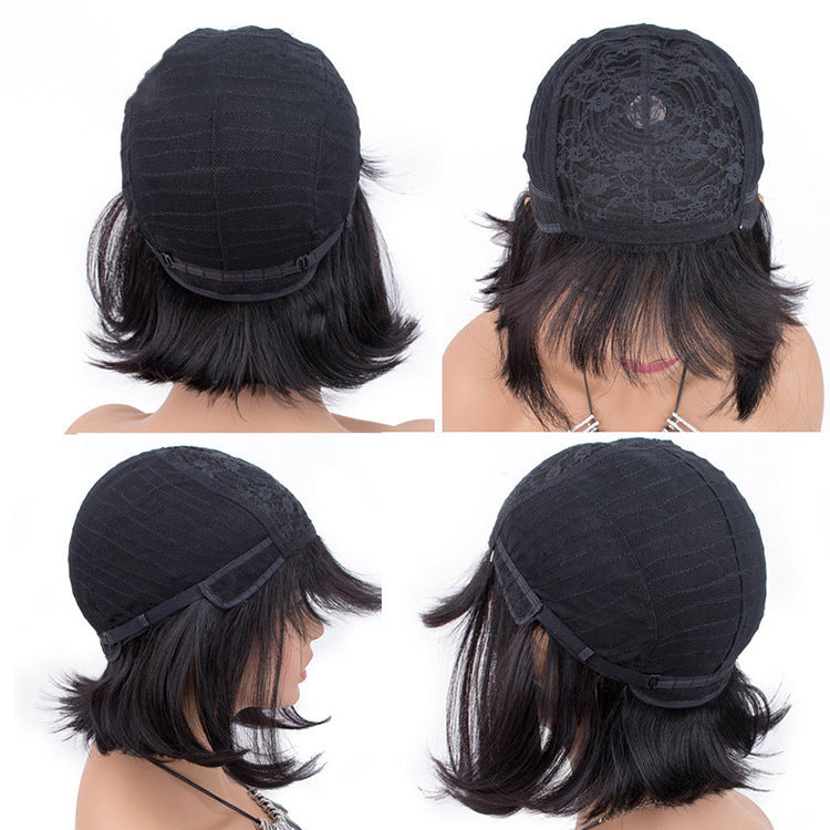 Human Hair Wig Bob with Bangs