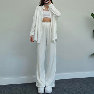 Long-sleeved Shirt Wide-leg Trousers Two-piece Set