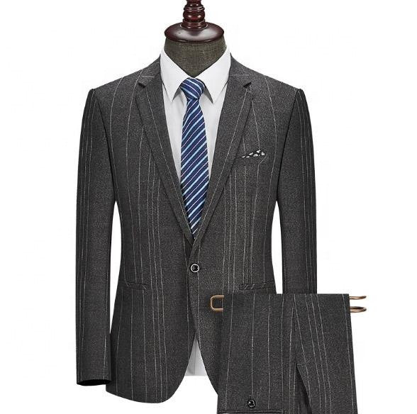 Men's Pinstripe Two-Piece Suit - Available in Multiple Colors & Sizes