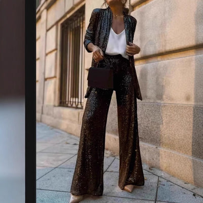 Two-piece Sequin Pants Set