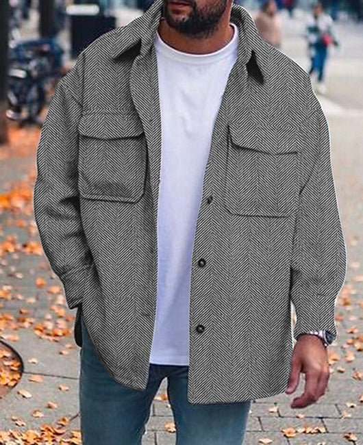 Men's Casual Wool-Blend Overshirt – Rugged, Warm, and Stylish