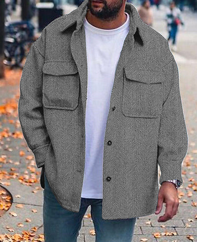 Men's Casual Wool-Blend Overshirt – Rugged, Warm, and Stylish