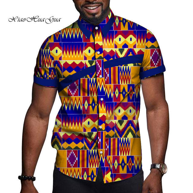 African Men’s Printed Short Sleeve T-Shirt – Vibrant Cultural Fashion