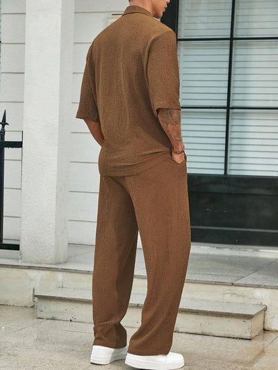 Men's Relaxed Fit Linen Blend Two-Piece Lounge Set – Comfortable & Stylish