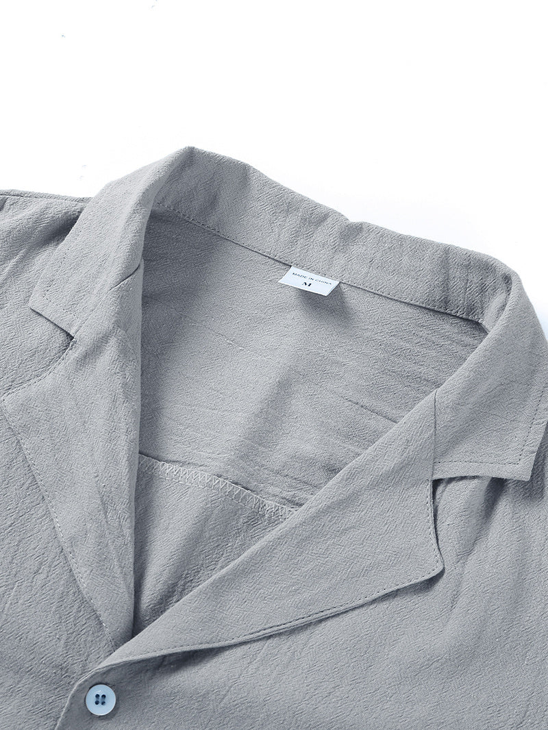 Men's Linen-Blend Short-Sleeve Casual Shirt – Stylish, Lightweight & Breathable