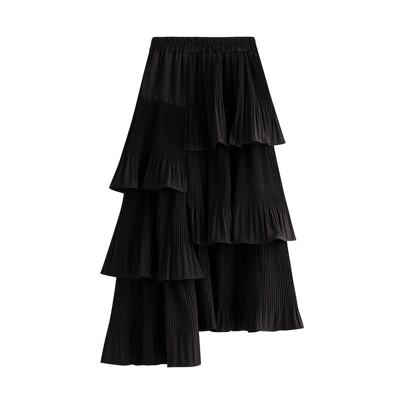 Asymmetric Pleated Skirt