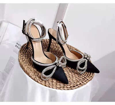 Silk Back Bandage Women's Stiletto Heel Sandals French Style