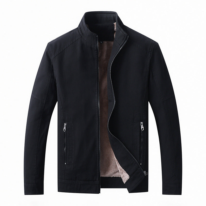 Men's Casual Faux Leather Jacket with Zipper Pockets