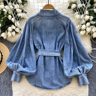 Puff Sleeve Denim Top