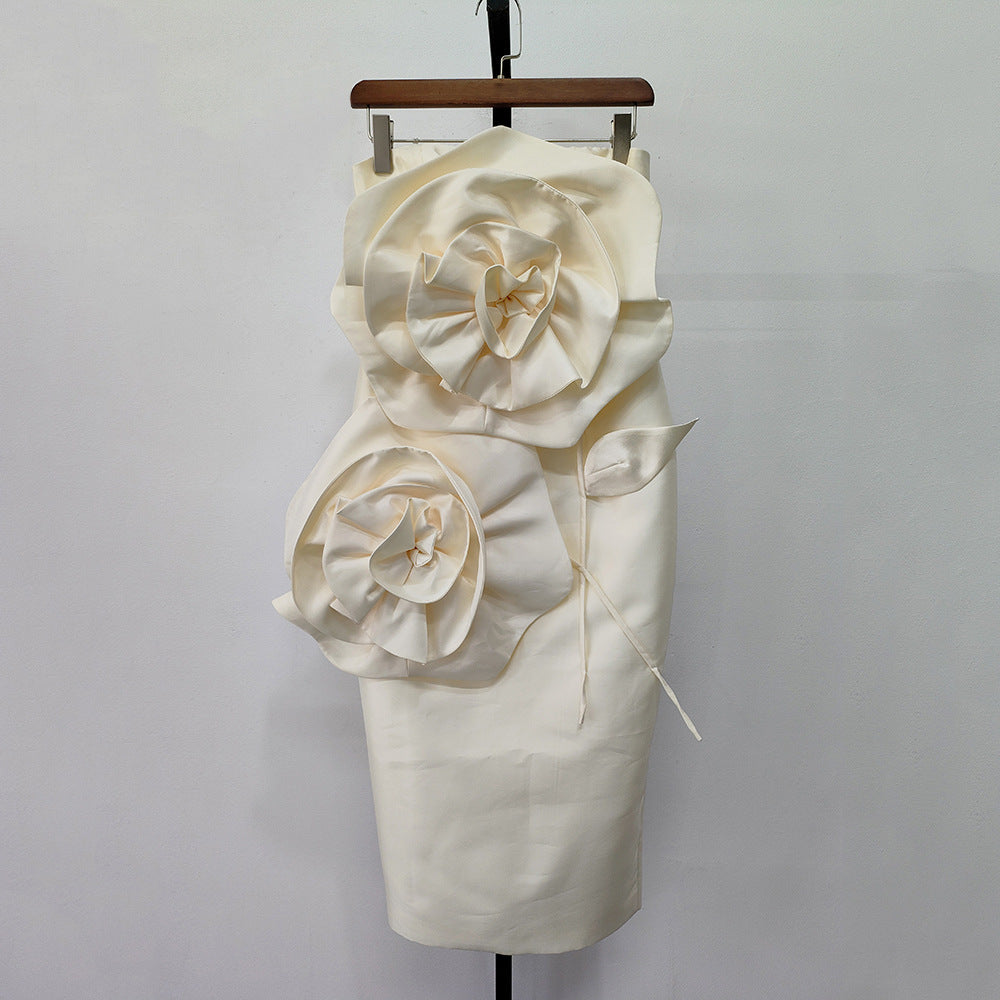 Large Flower Stitching Sleeveless Dress