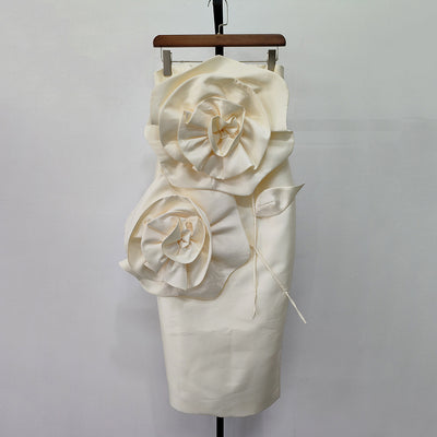 Large Flower Stitching Sleeveless Dress