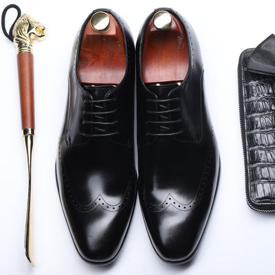 Luxury Leather Oxford Shoes – Elegant Brogue Detailing in Black & Brown