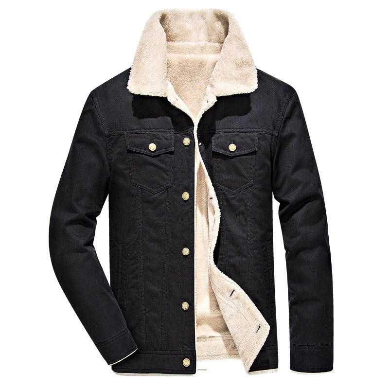 Men’s Tan Corduroy Trucker Jacket with Sherpa Collar