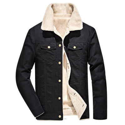 Men’s Tan Corduroy Trucker Jacket with Sherpa Collar