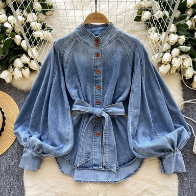 Puff Sleeve Denim Top