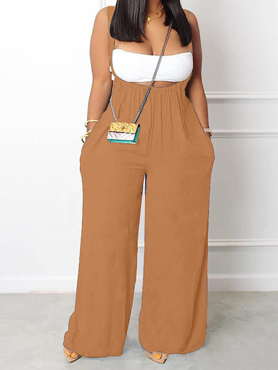 Plus Size Pocket Overalls