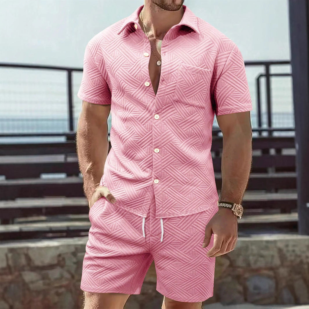 Casual Short-sleeved Shirt And Shorts Two-piece Set