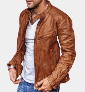 Men's Faux Leather Biker Jacket