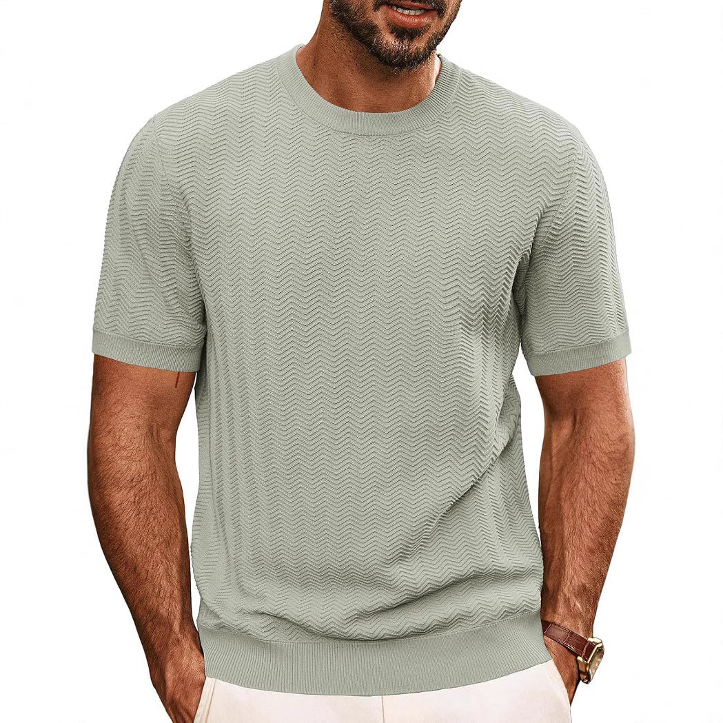 Men's Summer Hollow Breathable Sweater Solid Color T-shirt