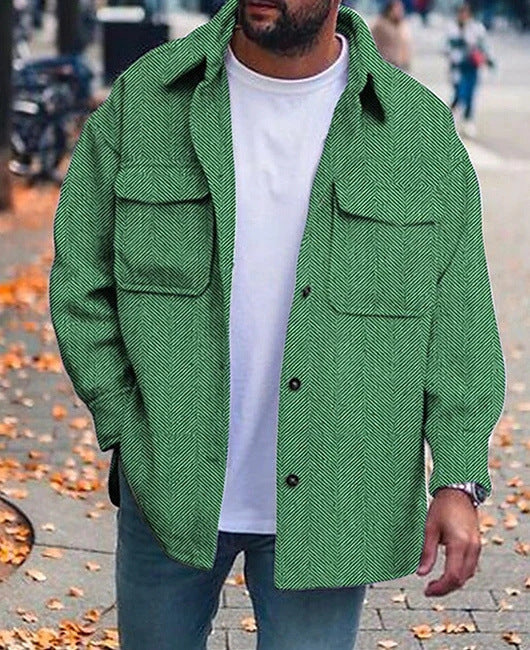 Men's Casual Wool-Blend Overshirt – Rugged, Warm, and Stylish