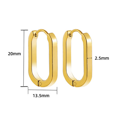 U-shaped Oval Stainless Steel Earring Geometry