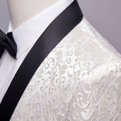 Men's Paisley Pattern Tuxedo Suit with Black Pants
